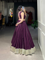 Dixz Fashion Rayon Lehenga Set with Gamthi Work Blouse & Gota Patti Detailing for Navaratri