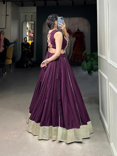 Dixz Fashion Rayon Lehenga Set with Gamthi Work Blouse & Gota Patti Detailing for Navaratri