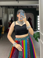 Dixz Fashion Pure Rayon Printed Lehenga Set with Mirror Work Blouse for Navaratri