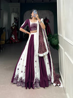 Dixz Fashion Traditional Mirror Gamthi Cotton Lehenga Set with Bandhej Touch for Navaratri