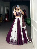 Dixz Fashion Traditional Mirror Gamthi Cotton Lehenga Set with Bandhej Touch for Navaratri