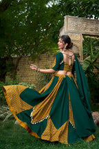 Dixz Fashion Pure Cotton Printed Lehenga Set with Cowrie Lace Detailing for Navaratri