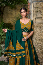 Dixz Fashion Pure Cotton Printed Lehenga Set with Cowrie Lace Detailing for Navaratri