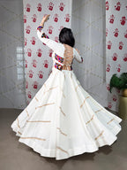 Dixz Fashion Pure Rayon Mirror Work Stitched Lehenga Set for Navaratri