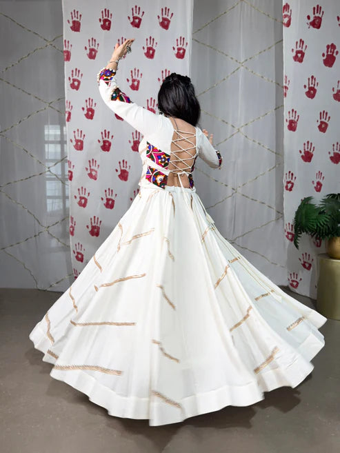 Dixz Fashion Pure Rayon Mirror Work Stitched Lehenga Set for Navaratri
