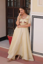 Dixz Fashion Gold Crush With Beads Embroidered Work Gown