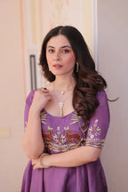 Dixz Fashion Gold Crush With Beads Embroidered Work Gown