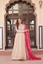 Dixzz Fashion Cosmos weaving Jequard with Pearl Beads Embroidered work For Gown