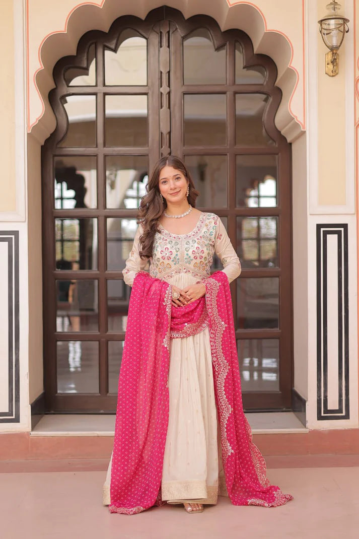 Dixzz Fashion Cosmos weaving Jequard with Pearl Beads Embroidered work For Gown