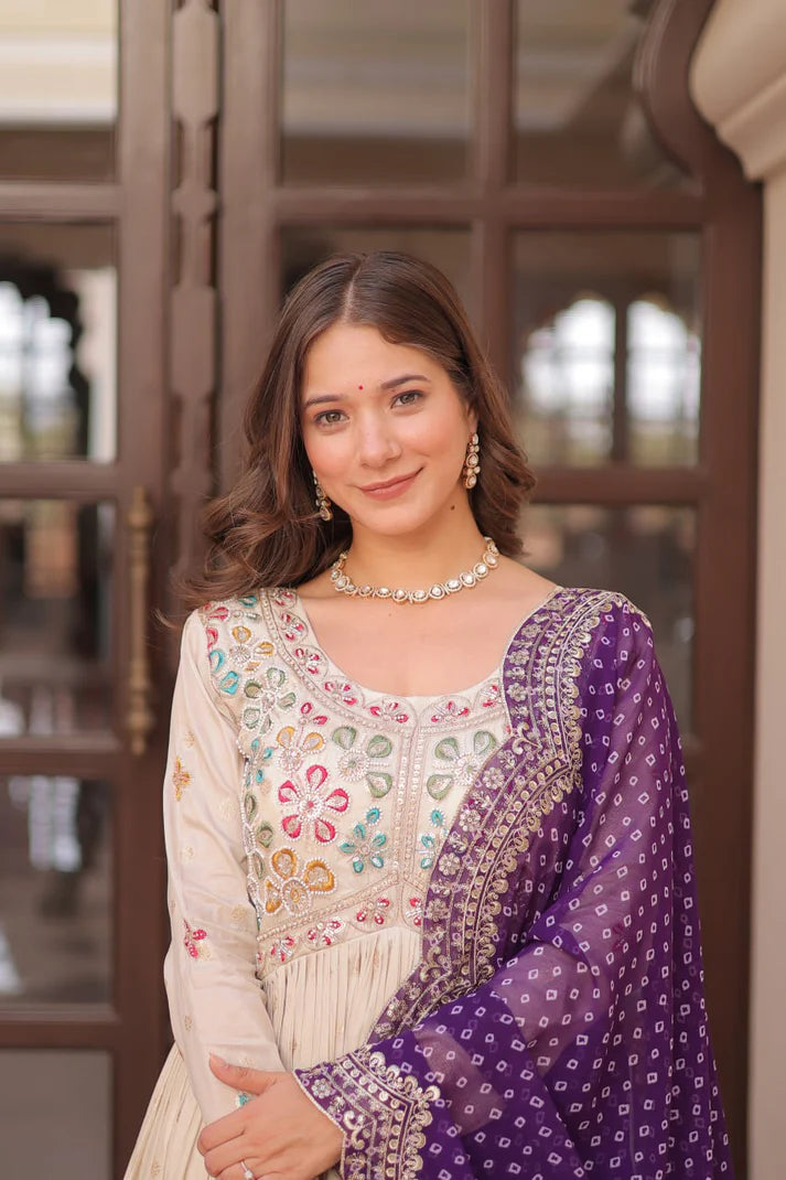 Dixzz Fashion Cosmos weaving Jequard with Pearl Beads Embroidered work For Gown