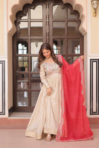 Dixzz Fashion Cosmos weaving Jequard with Pearl Beads Embroidered work For Gown