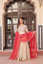 Dixzz Fashion Cosmos weaving Jequard with Pearl Beads Embroidered work For Gown