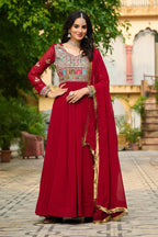 Dixz Fashion Faux Blooming with Sequins & Multi Thread Embroidered work Gown