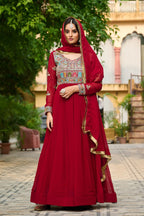 Dixz Fashion Faux Blooming with Sequins & Multi Thread Embroidered work Gown