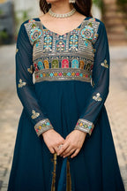 Dixz Fashion Faux Blooming with Sequins & Multi Thread Embroidered work Gown