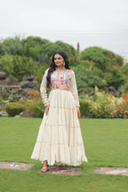 Kora Cotton with Multi Thread Embroidered & Gota patti Work For Navratri