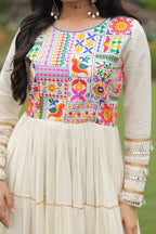 Kora Cotton with Multi Thread Embroidered & Gota patti Work For Navratri
