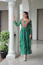 Leheriya Print work with kutchi Patchework in Faux Georgette for Navratri