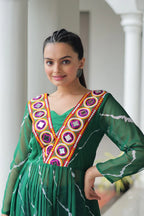 Leheriya Print work with kutchi Patchework in Faux Georgette for Navratri
