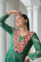 Leheriya Print work with kutchi Patchework in Faux Georgette for Navratri