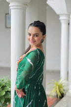 Leheriya Print work with kutchi Patchework in Faux Georgette for Navratri