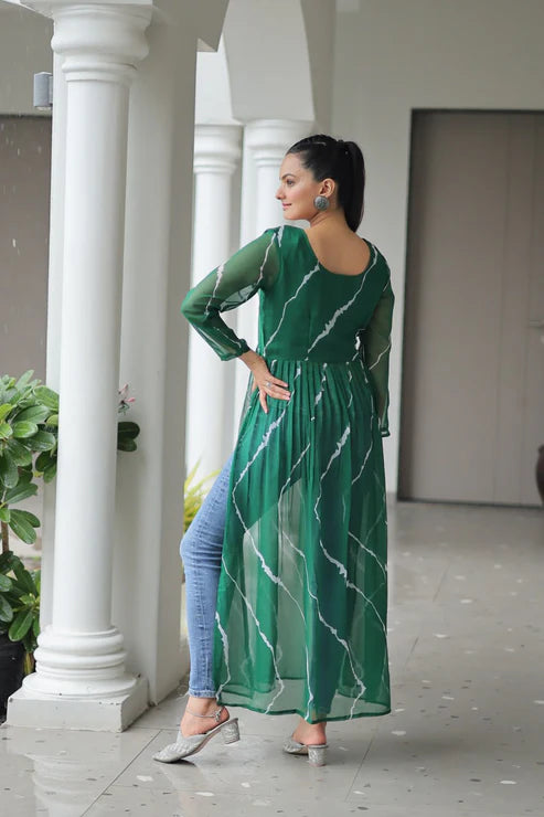 Leheriya Print work with kutchi Patchework in Faux Georgette for Navratri