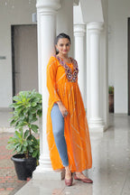 Leheriya Print work with kutchi Patchework in Faux Georgette for Navratri