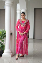 Leheriya Print work with kutchi Patchework in Faux Georgette for Navratri