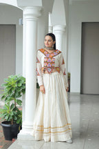Dixz Fashion Kora Cotton With Attractive Gota-Patti Lace For Navaratri