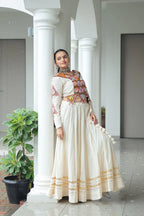 Dixz Fashion Kora Cotton With Attractive Gota-Patti Lace For Navaratri