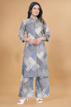 Cotton Rayon grey Ready To wear Co-Ords Set