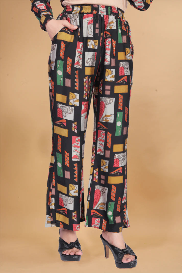 Cotton Rayon black Ready To wear Co-Ords Set