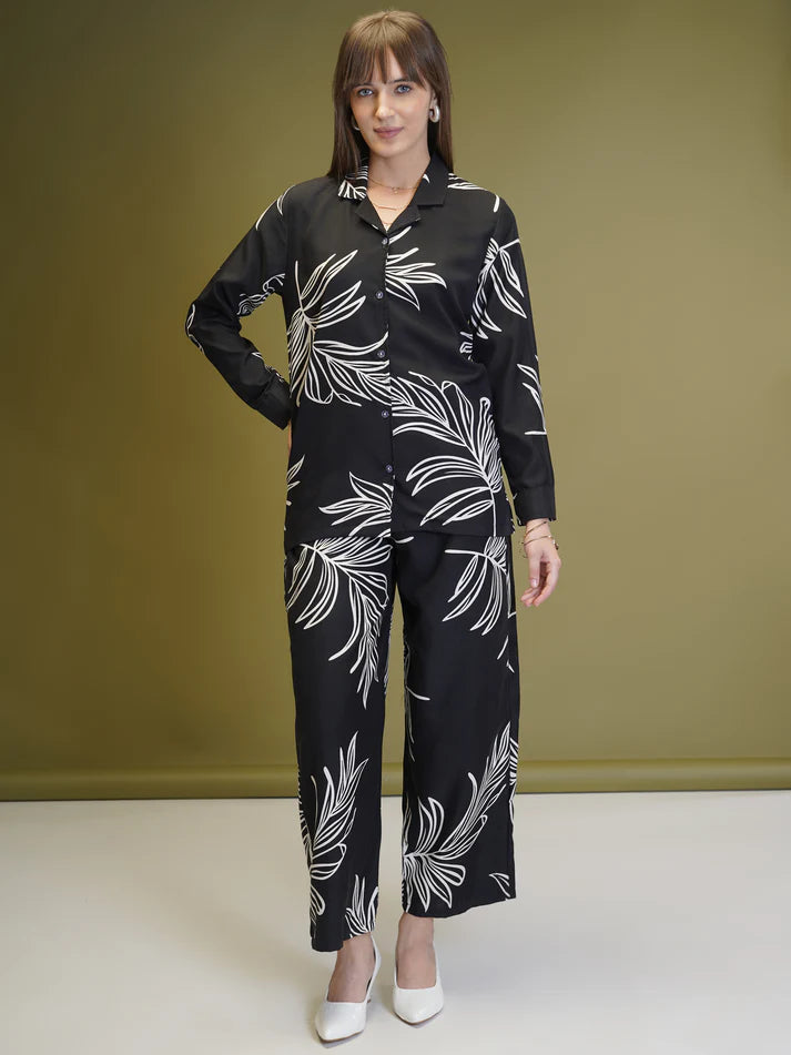 Cotton Rayon blackprinted Ready To wear Co-Ords Set