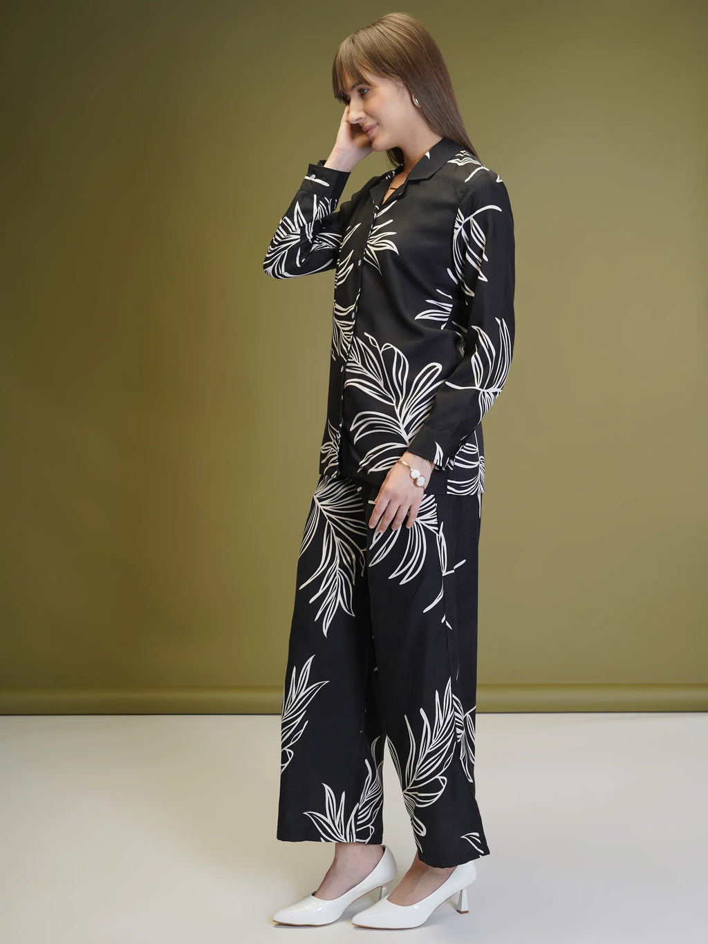 Cotton Rayon blackprinted Ready To wear Co-Ords Set