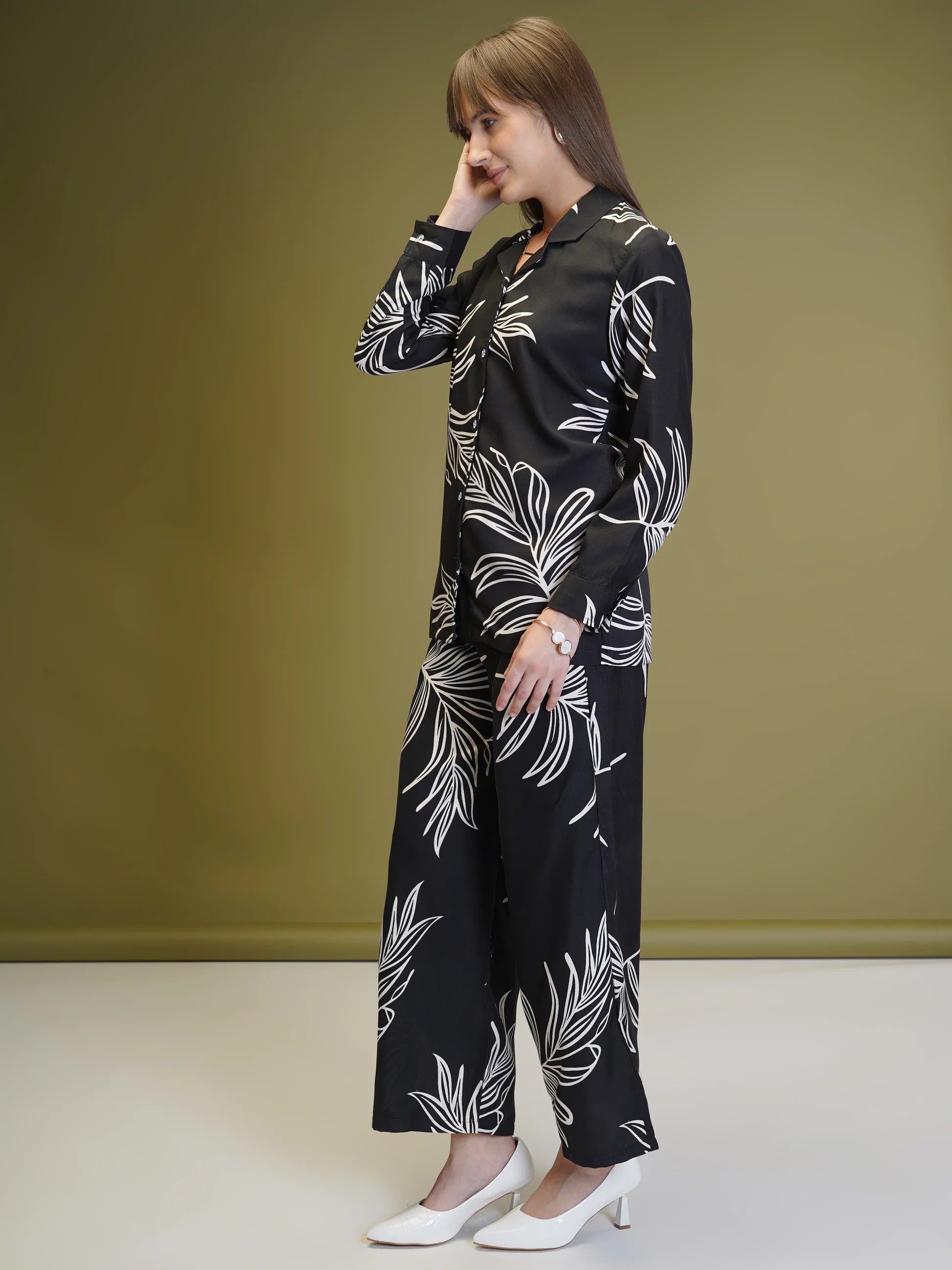 Cotton Rayon blackprinted Ready To wear Co-Ords Set
