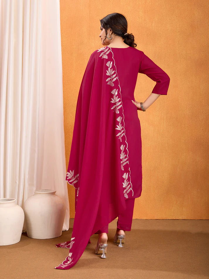 Dixz Fashion Premium Vichitra Kurti Set with Multi-Sequence Work
