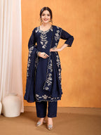 Dixz Fashion Premium Vichitra Kurti Set with Multi-Sequence Work