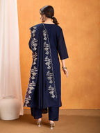 Dixz Fashion Premium Vichitra Kurti Set with Multi-Sequence Work