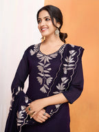 Dixz Fashion Premium Vichitra Kurti Set with Multi-Sequence Work