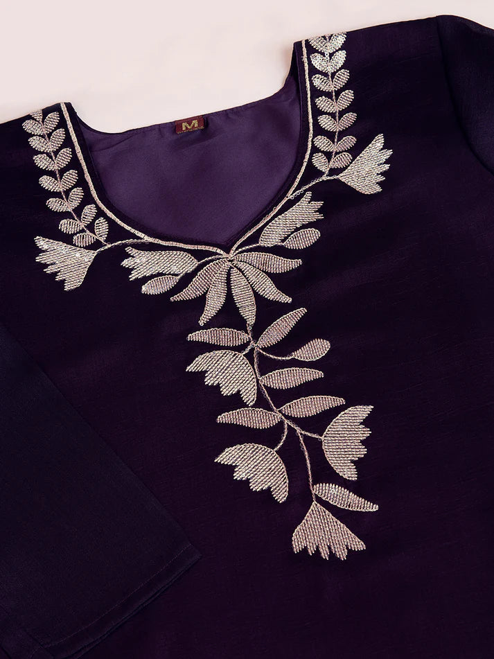 Dixz Fashion Premium Vichitra Kurti Set with Multi-Sequence Work