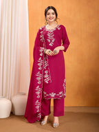 Dixz Fashion Premium Vichitra Kurti Set with Multi-Sequence Work