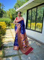 Dixz Fashion Pure soft paithani silk saree with rich weaved paithani pallu