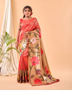 Dixz Fashion Fulrani Pure Paithani Silk Saree with Big Border & Meenakari Motifs
