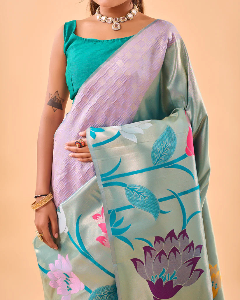 Dixz Fashion Fulrani Pure Paithani Silk Saree with Big Border & Meenakari Motifs