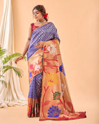 Dixz Fashion Fulrani Pure Paithani Silk Saree with Big Border & Meenakari Motifs