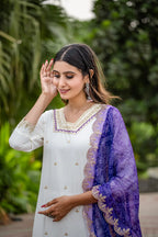 Dixz Fashion Designer Roman Silk Kurti Set with Sequence Embroidery & Bandhani Dupatta