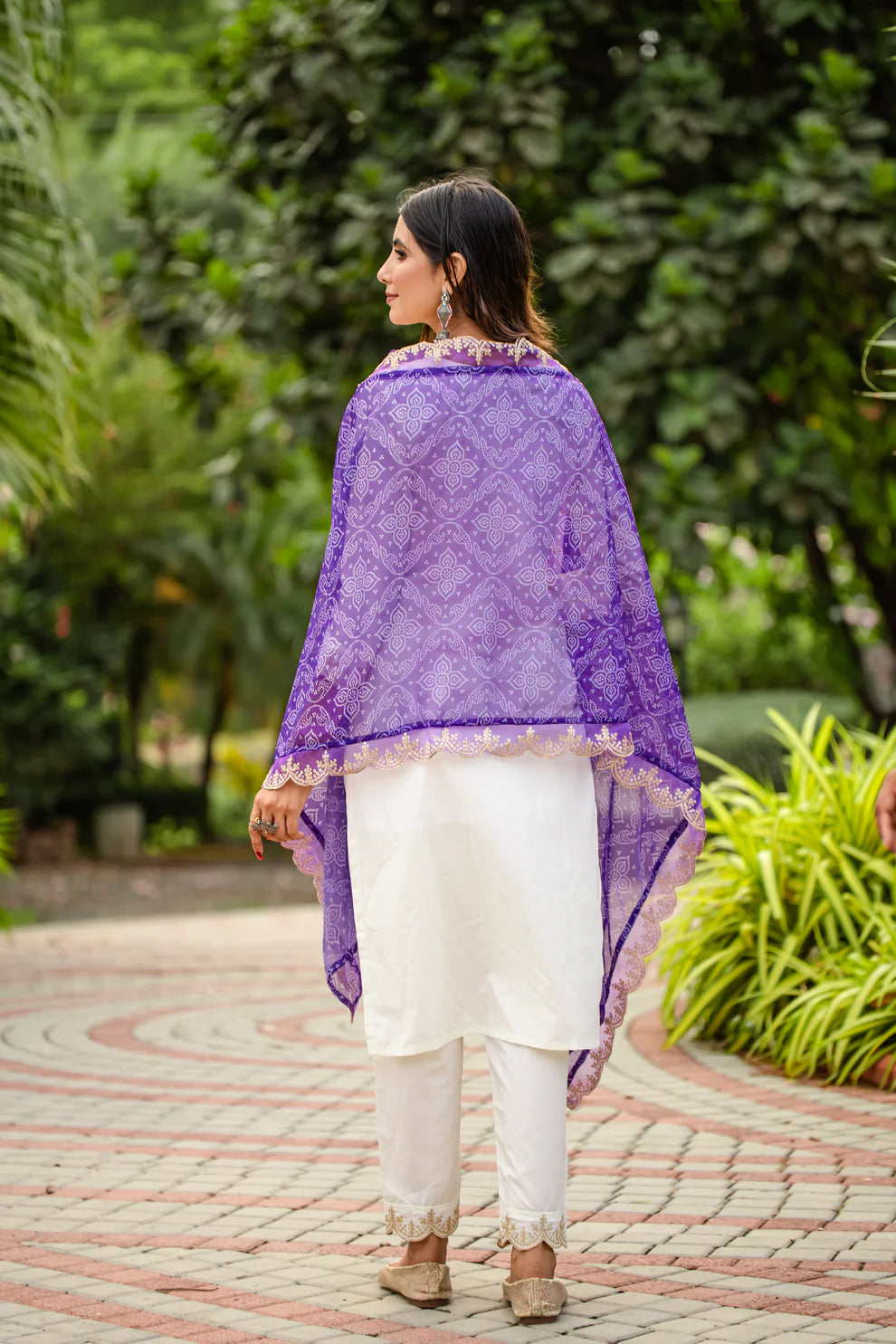 Dixz Fashion Designer Roman Silk Kurti Set with Sequence Embroidery & Bandhani Dupatta