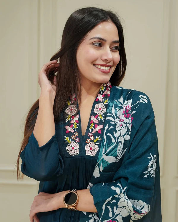 Elegant Chinnon Embroidered Suit Set
