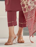 Dixz Fashion Graceful Cotton Silk Embroidered Suit Set with Printed Accents