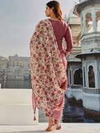 Dixz Fashion Graceful Cotton Silk Embroidered Suit Set with Printed Accents